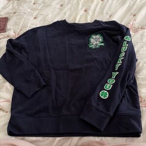 Lucky Brand Dark Blue Men's Crewneck Sweater with Green Accents